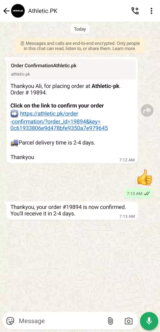 Customer WhatsApp Notification Example